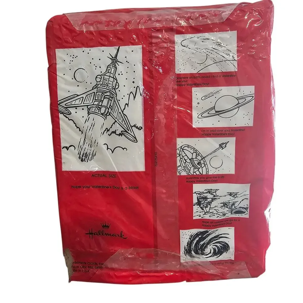 Vintage Hallmark Space Adventure Valentines Astronaut Rocket Ship Space Ephemera